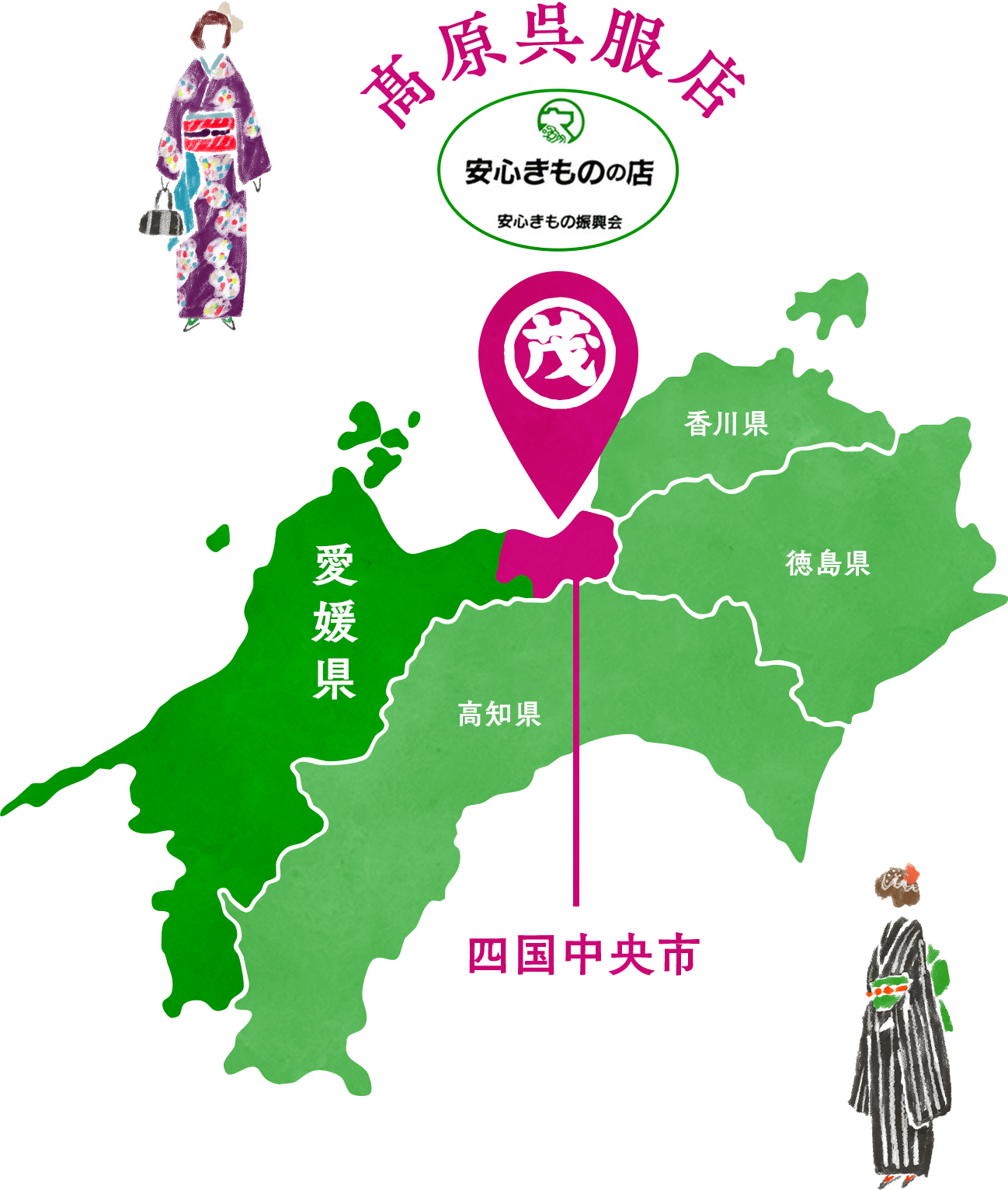 髙原呉服店の場所を指した地図